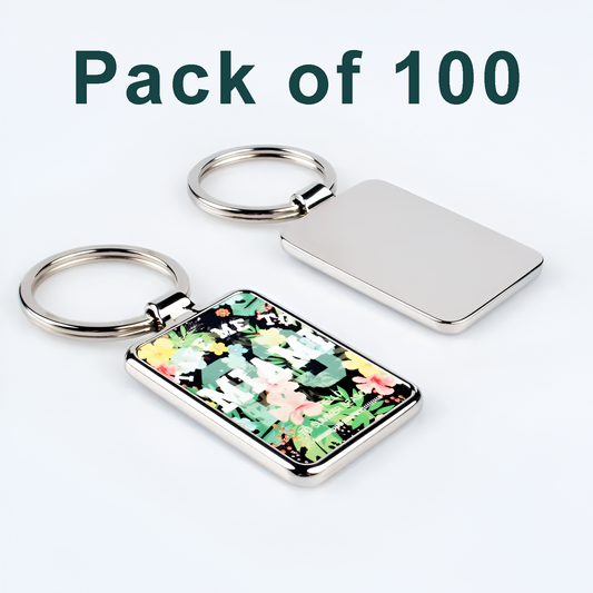 Rectangle metal keyring (Pack of 100)