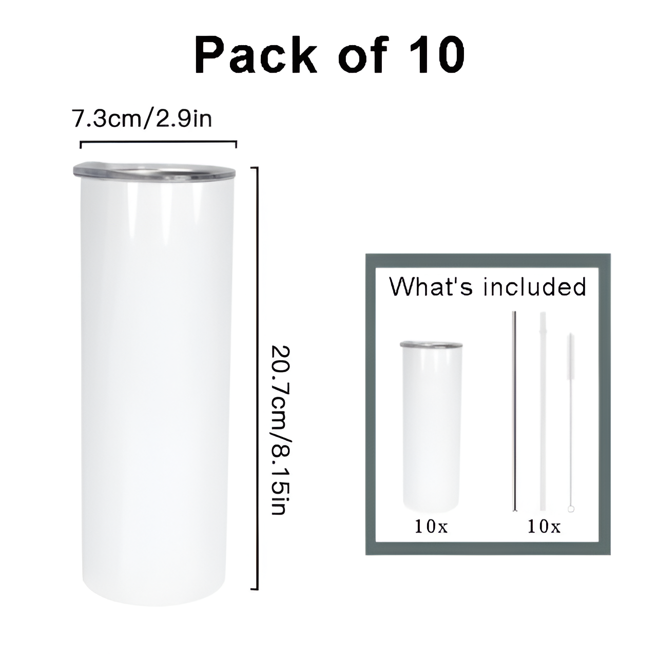 Flat bottom sublimation 20oz tumbler (Pack of 10)