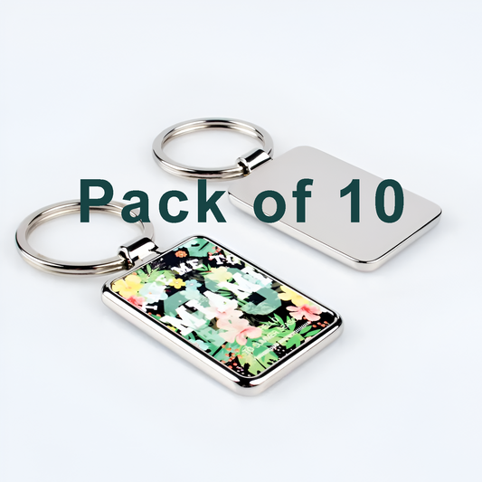 Rectangle metal keyring (Pack of 10)