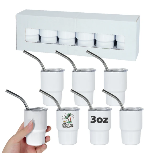 CLEARANCE 3oz White Sublimation Shot glasses - Pack of 6