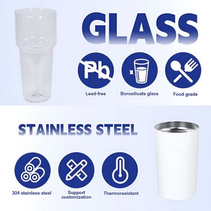 2in1 sublimation tumbler with a glass