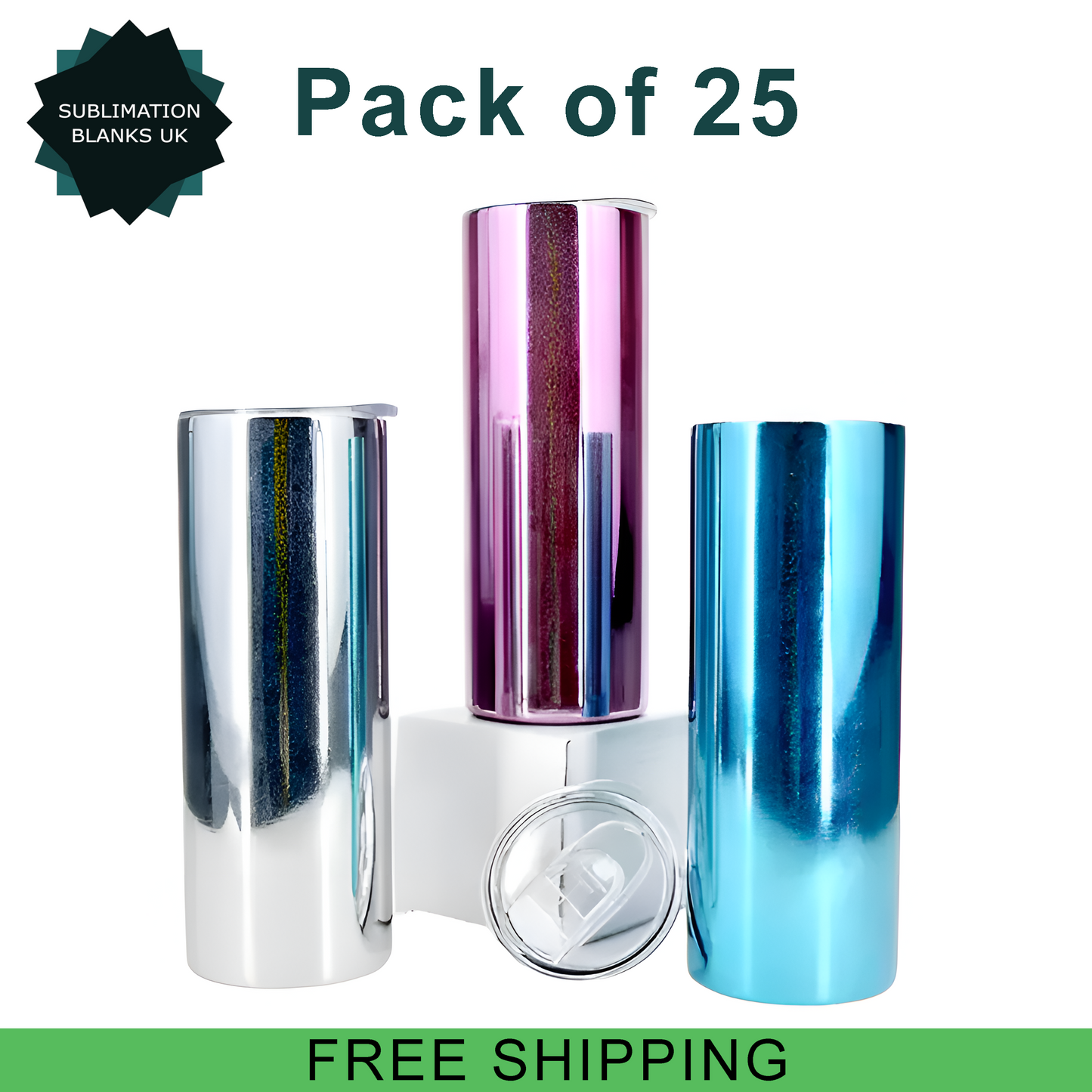 Pack of 25 - 20oz mirror sublimation tumblers