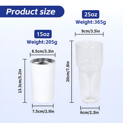 2in1 sublimation tumbler with a glass