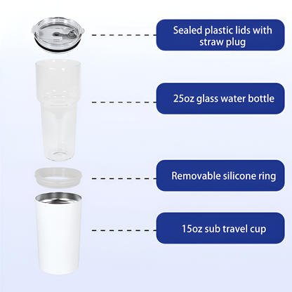 2in1 sublimation tumbler with a glass