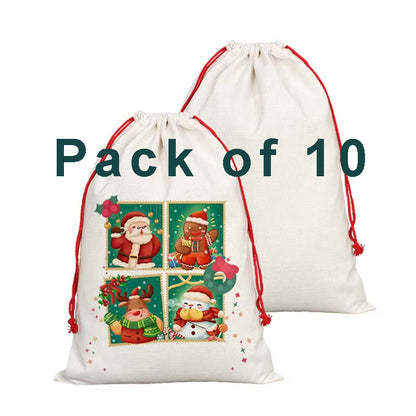 Pack of 10 Sublimation Santa Sack