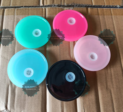 Coloured plastic lids for 16oz Glass cans