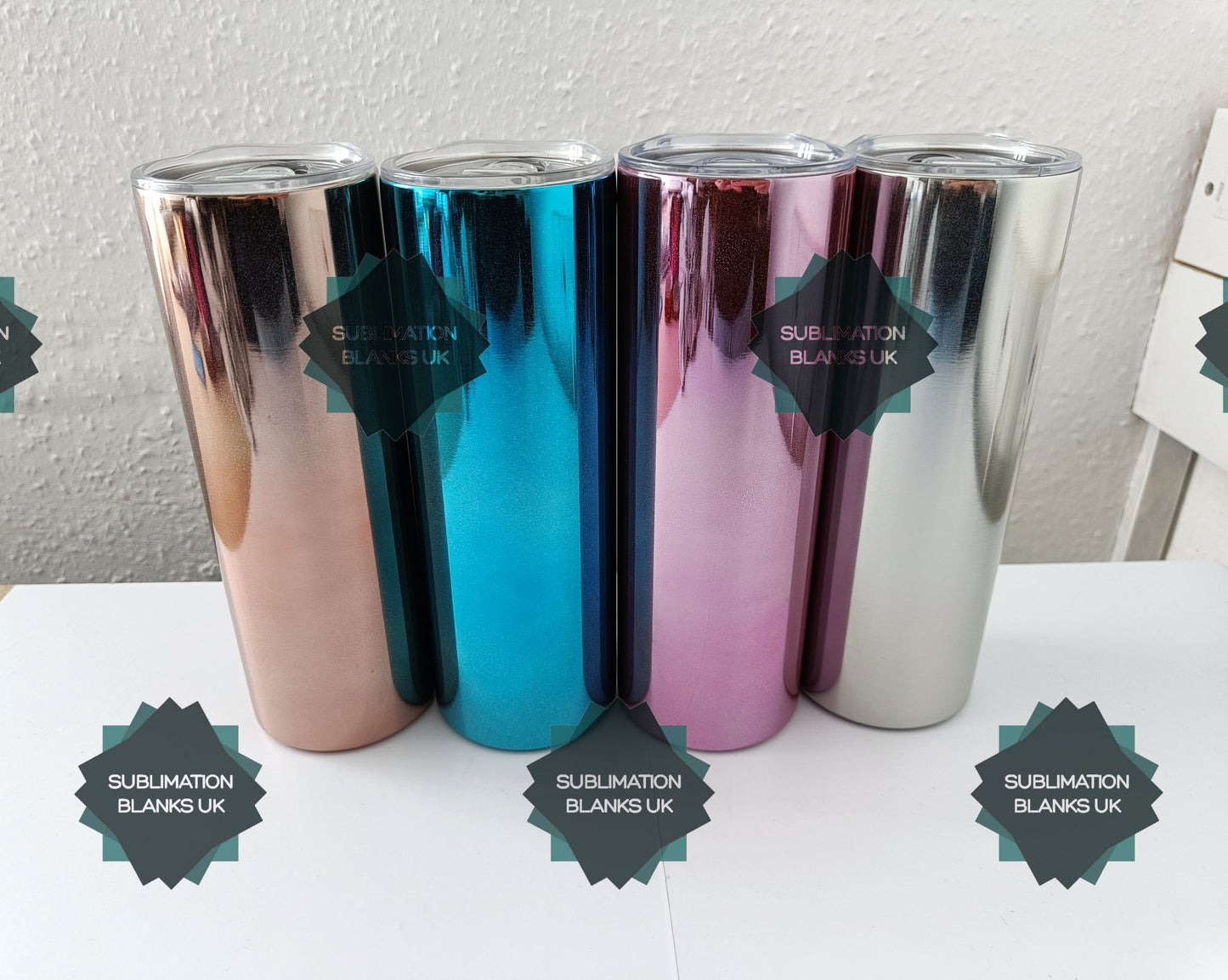 20oz mirror-effect sublimation tumblers - iridescent shimmer