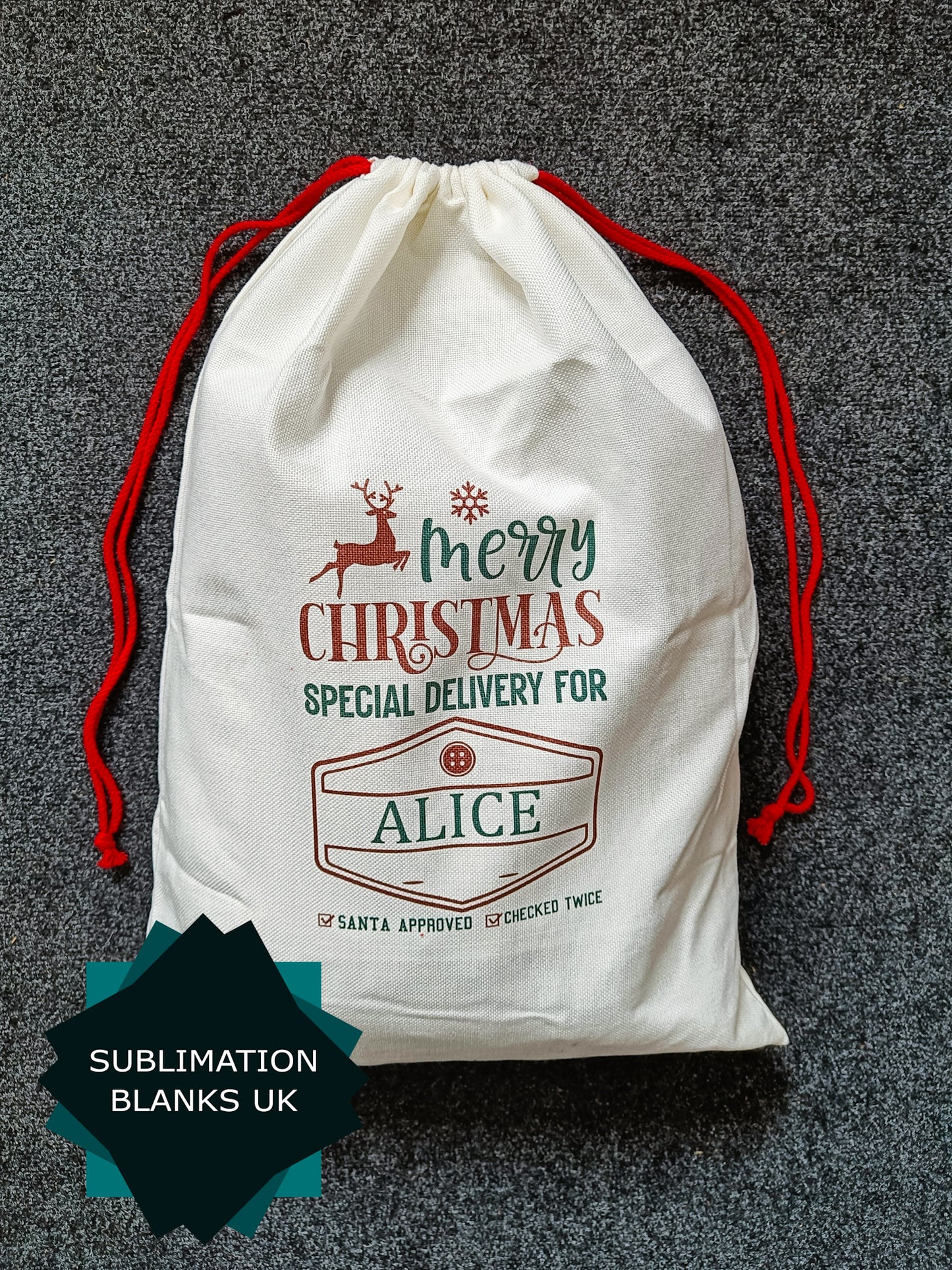 Pack of 10 Sublimation Santa Sack