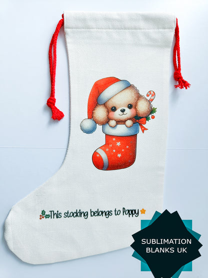 Pack of 10 Christmas Stockings - Blank Linen