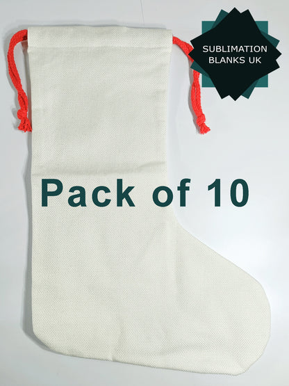 Pack of 10 Christmas Stockings - Blank Linen