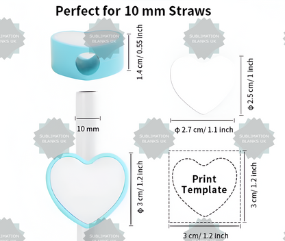 Pack of 10 Sublimation Straw toppers