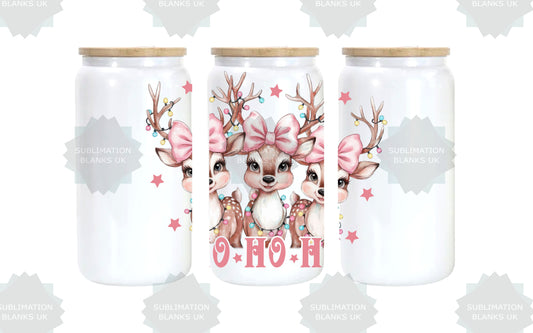 16oz Sublimation White Shimmer Glass Can