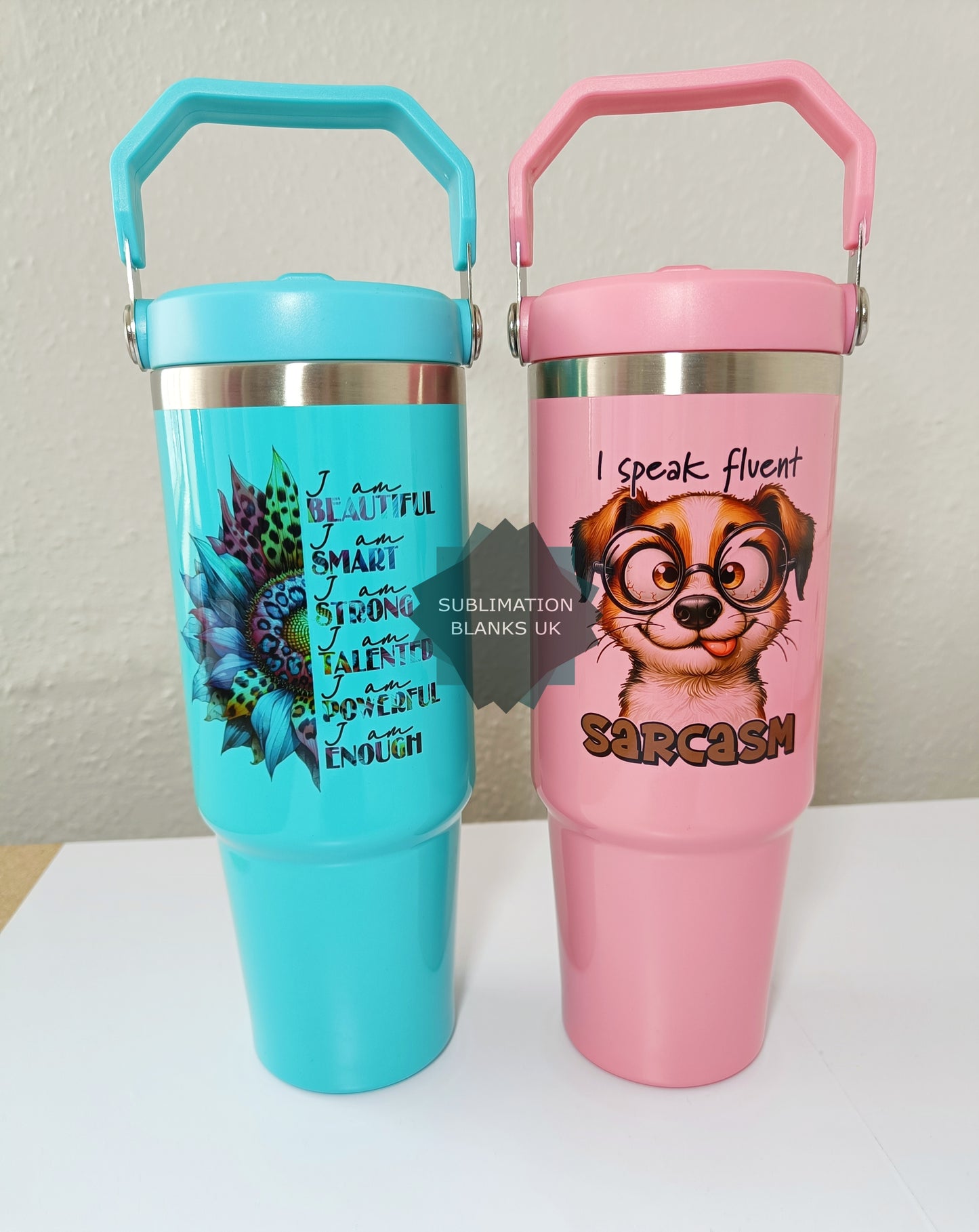 Glossy 30oz Sublimation Tumbler with swing handle