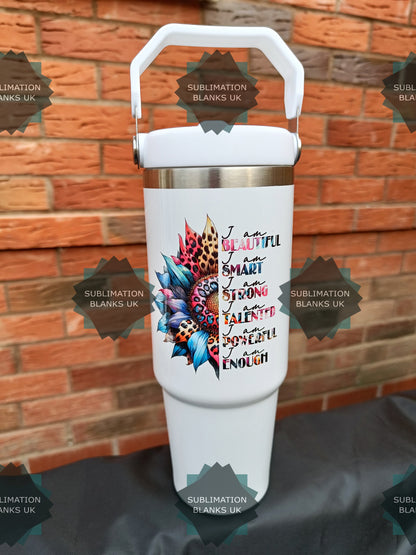 Glossy 30oz Sublimation Tumbler with swing handle