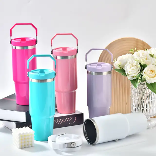 Glossy 30oz Sublimation Tumbler with swing handle