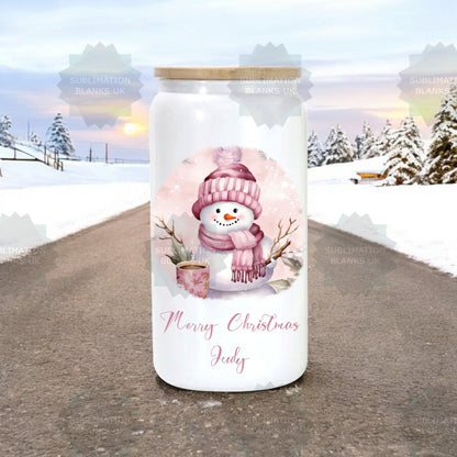 16oz Sublimation White Shimmer Glass Can