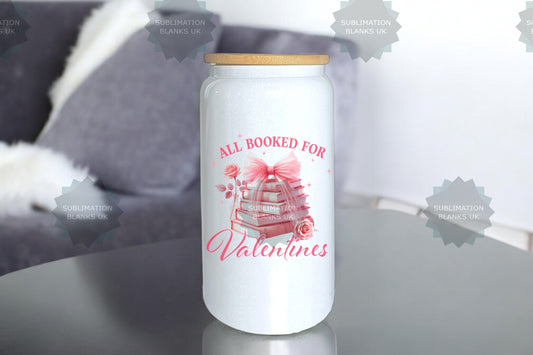 16oz Sublimation White Shimmer Glass Can